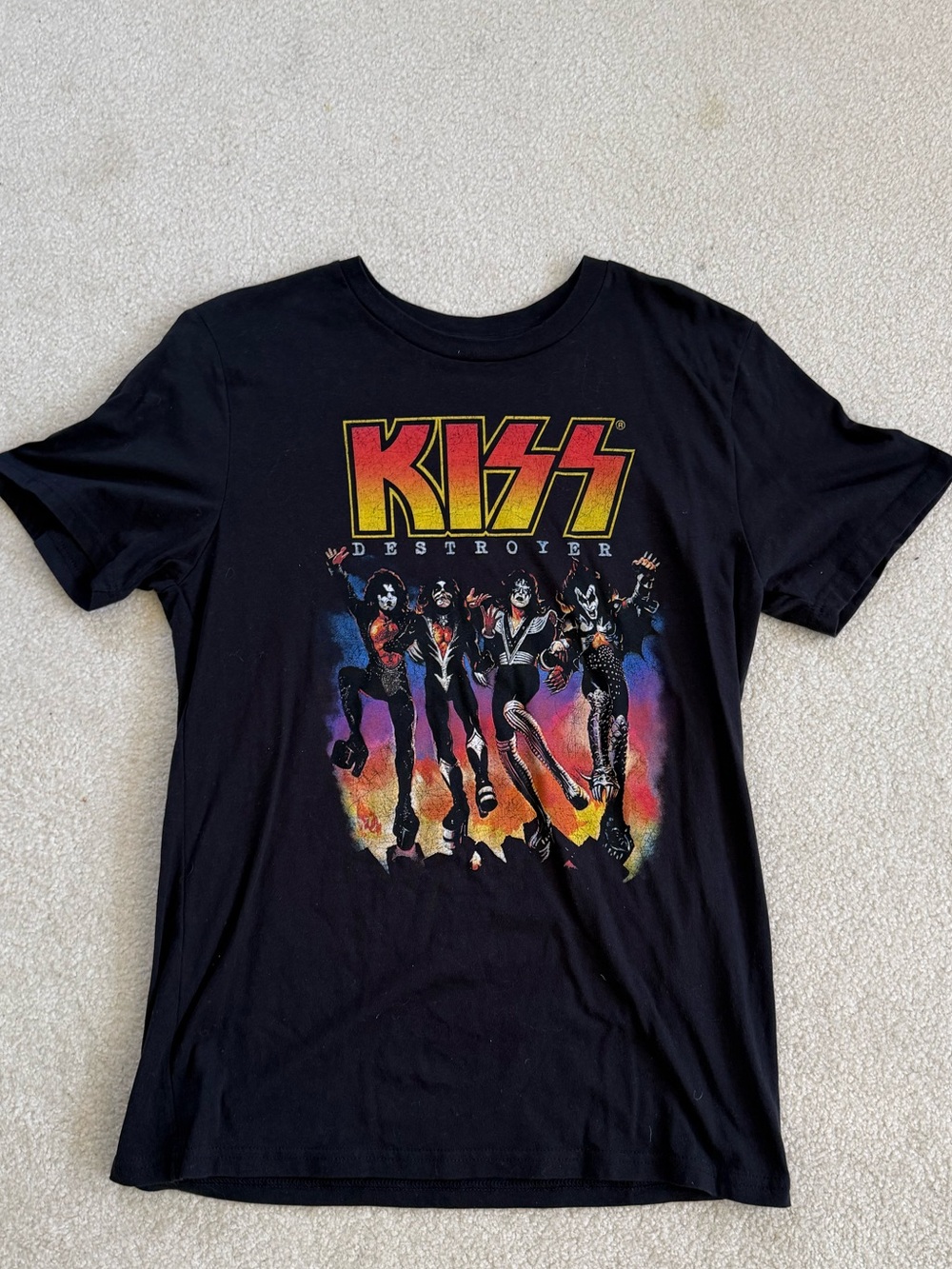 Kiss Black Tee with Yellow and Orange Gradient Logo
